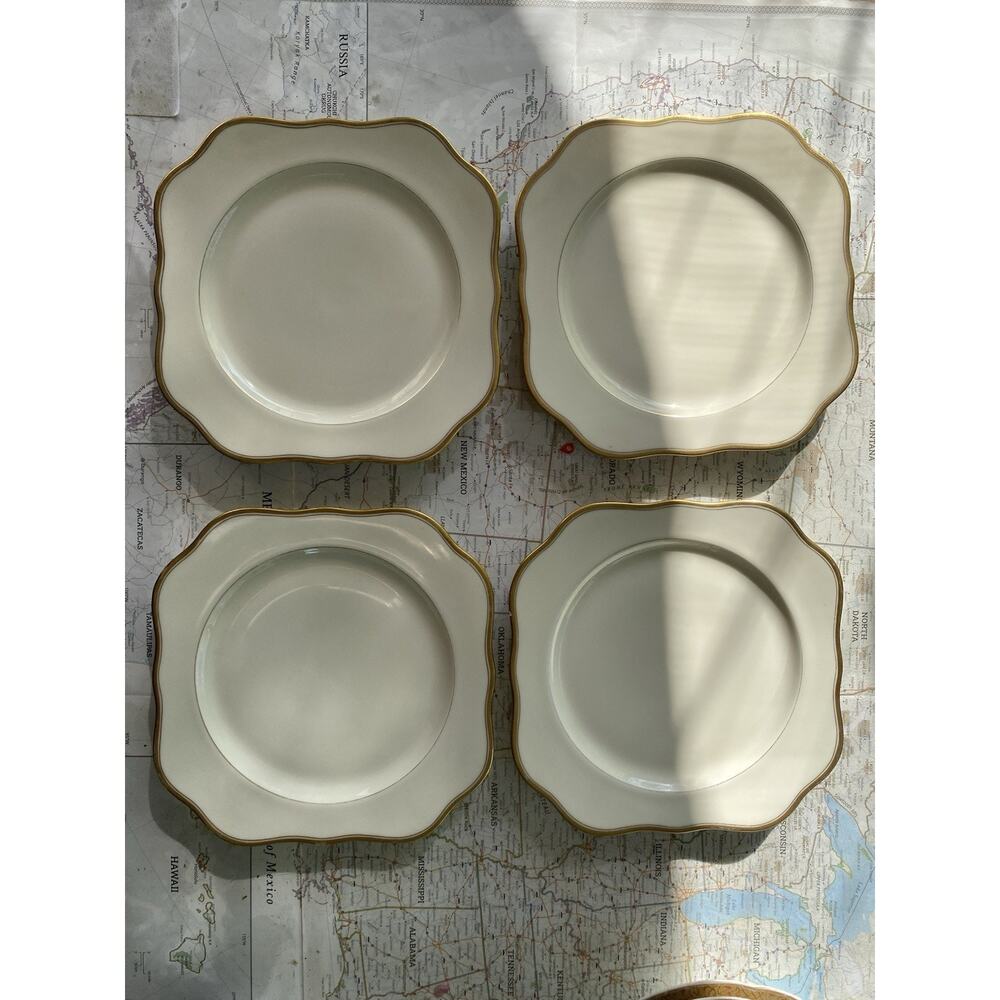 Vintage China Plates F & B Baronet Embassy 4 Square Bohemia Czechoslovakia￼